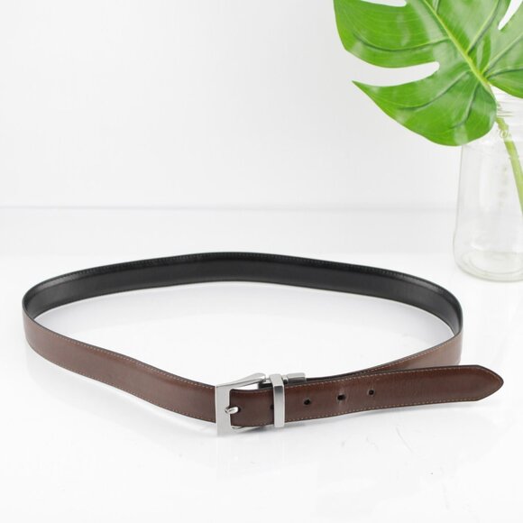 Chaps Mens Dress Belt Size 36 Reversible Black Brown Business Casual 1 1/4 Inch - Picture 2 of 15